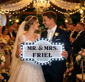 Custom LED Marquee Wedding Sign: Personalized Party Decor（18"*11.5"）