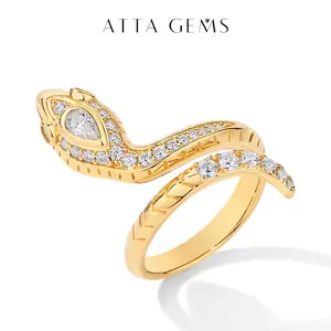 All Synthetic Moissanite Snake Ring Vintage Personality Gift Anniversary For Woman Man Wearring R102