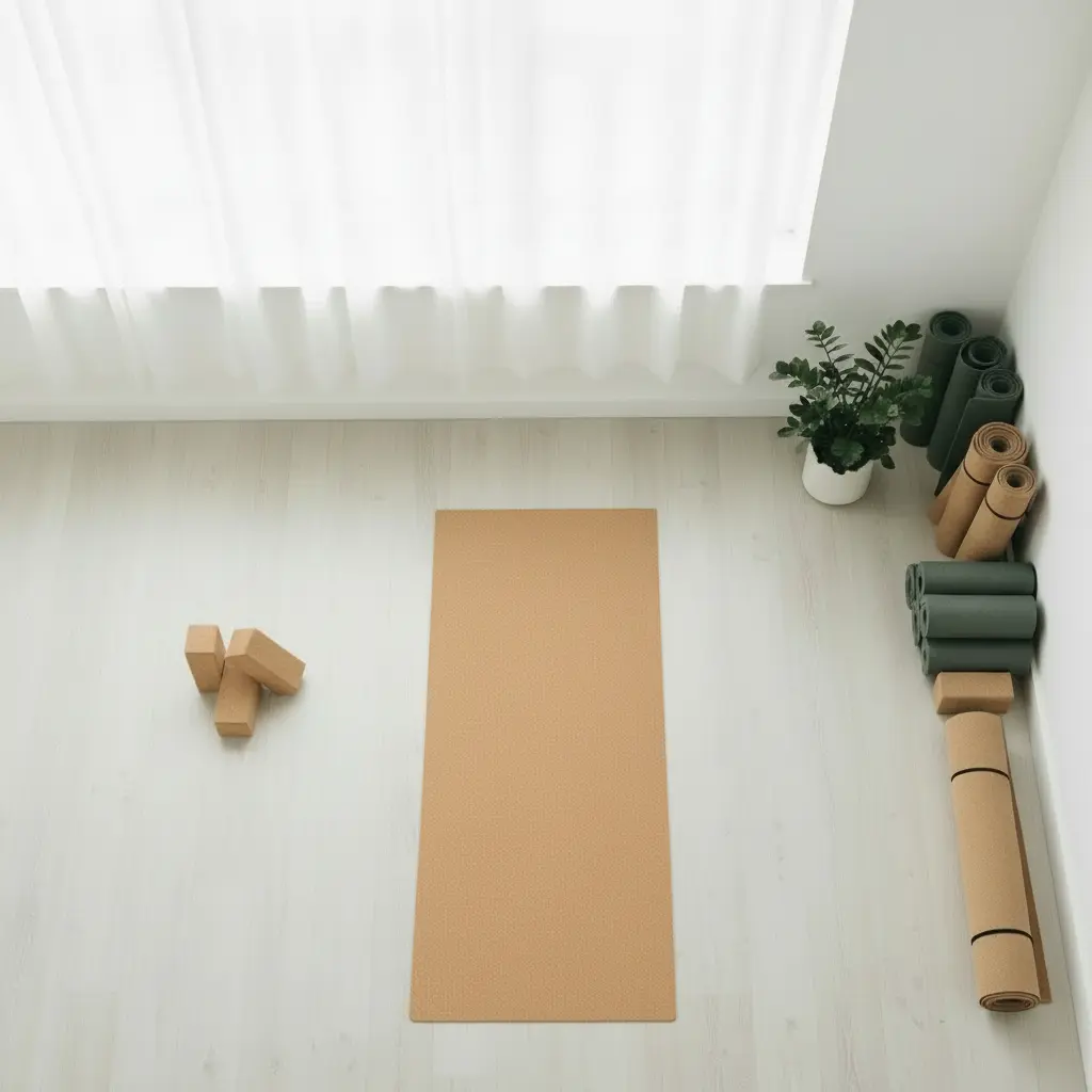 Natural Cork TPE Yoga Mat – 6mm Non-Slip, Sweat-Absorbent & Eco-Friendly, 183x61cm