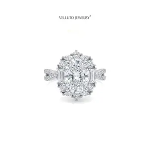 Platinum-Plated Moissanite Adjustable Ring, 2.0 Carat Total Weight – Emerald Cut, Color Dispersion Value 0.104, Lab-Grown