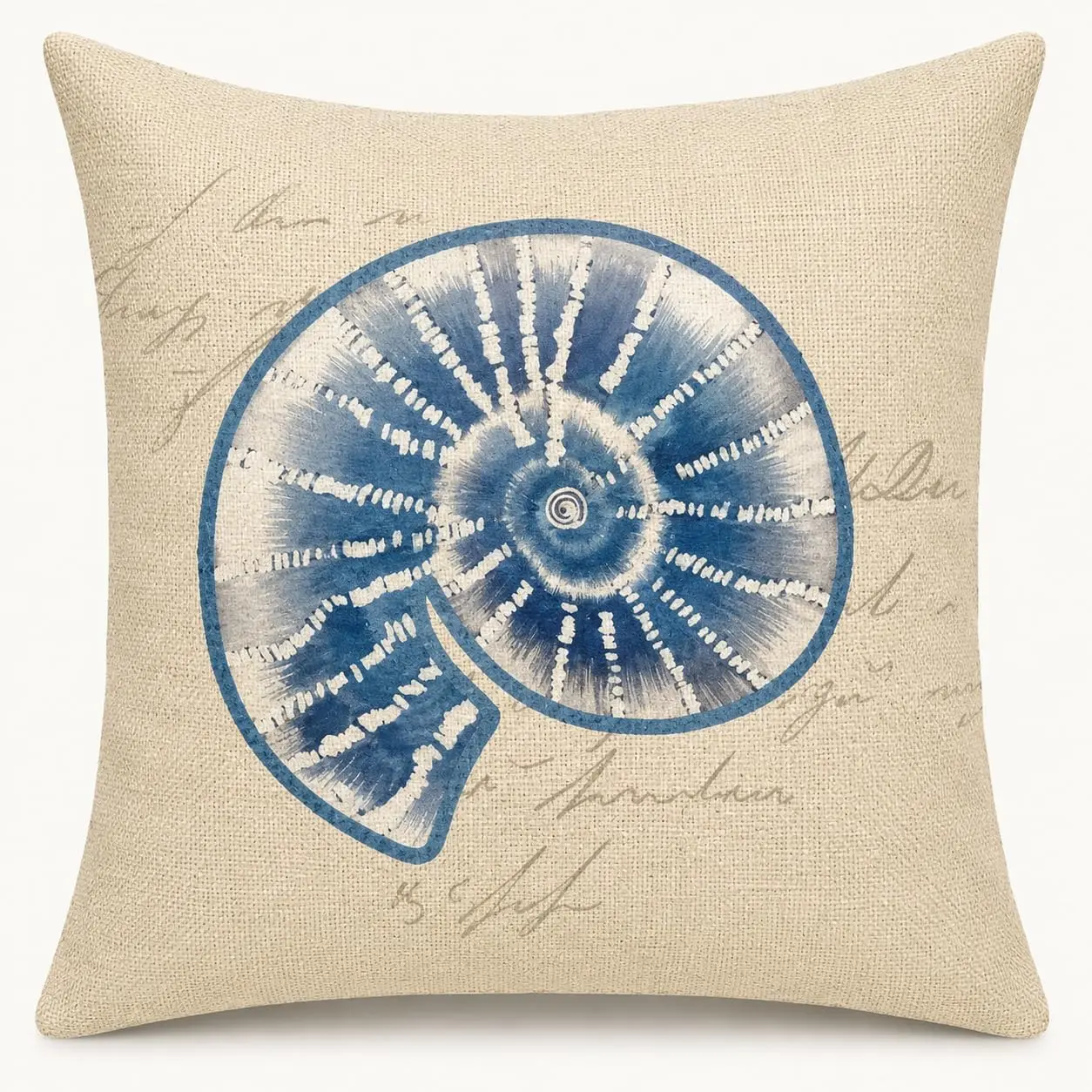 Huglina Coastal Nautilus Shell Throw Pillow, 18x18 Inch Full Decorative Pillow with Insert Included, Beach House Accent Cushion, Blue Seashell Nautical Coastal Pillow for Living Room Bedroom Decor