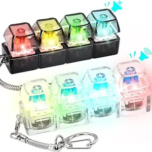 LDSK 2 Pcs Keyboard Fidget Toy, Loud & Silent Fidget Keychain with LED Lights, Lighted Keys, Stress Relief Clicker Fidget Keyboard, Boost Focus and Calm Anxiety for Library Office Home