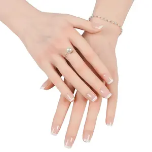 Realistic Female Silicone Hand Mannequin Fake Hand With Skeleton For Manicurist Reusable Acrylic Nails Display Jewelry Props - Nude Left Hand