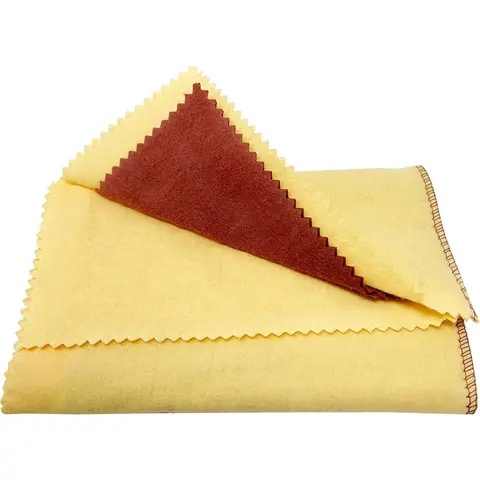 JSP 12"x14" Double-Layered Soft Microfiber Cleaning Pad, Gold/Silver Jewelry & Watches Cleaner - Yellow Buffing Outer, Red Rouge Inner Layers, Antiques-Friendly, Grease & Dirt Lift, Reusable for Brassware Cleaning, Silver Bracelets, Cleaning and Polishing