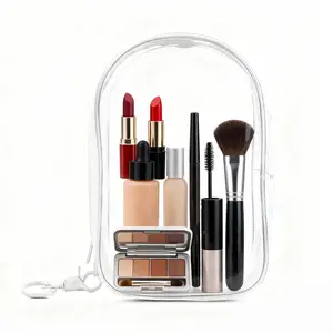 Clear Toiletry Carry Pouch with Zipper Portable Plastic Waterproof Cosmetic Bag TSA Approved for Vacation Travel Bathroom and Organizing (White)