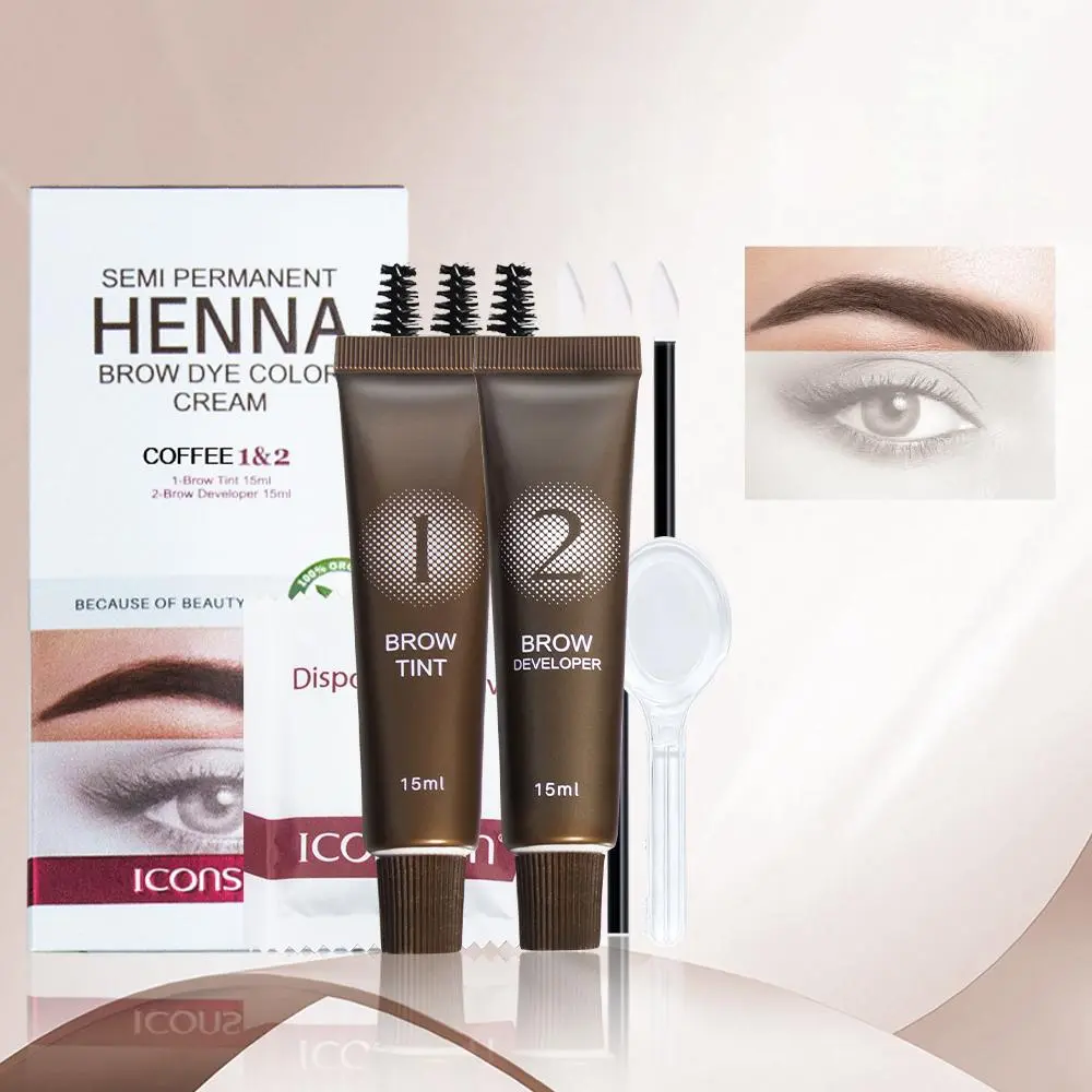 Eyebrow Dye Kit, 2 Counts/set Long Lasting Waterproof Blend Eyebrow Tinted Cream, Brow Developer, Eyebrow Makeup Products for Women, Summer Makeup, Cosmetic