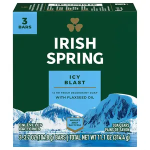 Irish Spring Bath Bar, 3 x 3.75 Oz bars, Icy Blast, 11.25 Oz
