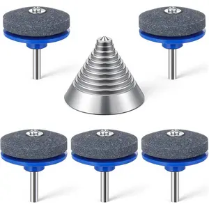6 count Lawn Mower  Sharpener and Steel  Balancer Set, Metal Lawnmower Sharpener Tool Kit Universal Wear Resistant Lawnmower Accessories for  Hand Drill