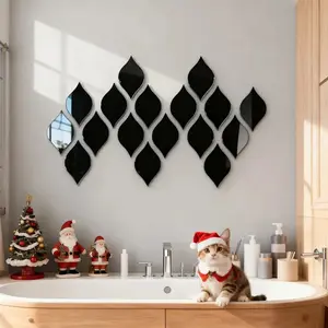 20 piece set, black water droplet mirror wall sticker, detachable 3D stereoscopic acrylic wall sticker, DIY creative decorative sticker with adhesive backing Mirror, for decoration in living rooms, bathrooms, bedrooms, home offices, Wall Art Stickers