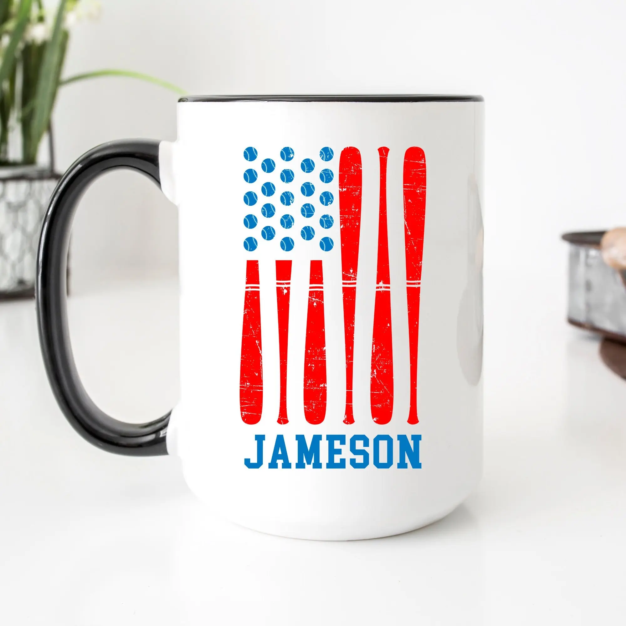 Baseball Bats Mug, Baseball American Flag Mug, Baseball Coach Gift, Baseball Team Mug, Custom Baseball Cup, Softball Gift, Sports Mug 