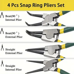 Spring Clamp Pliers Set — 4-Piece, Industrial-Grade Multifunctional Spring Clamp Pliers, Suitable for Indoor and Outdoor Use, for Disassembly and Fastening circlip pouch storage portable