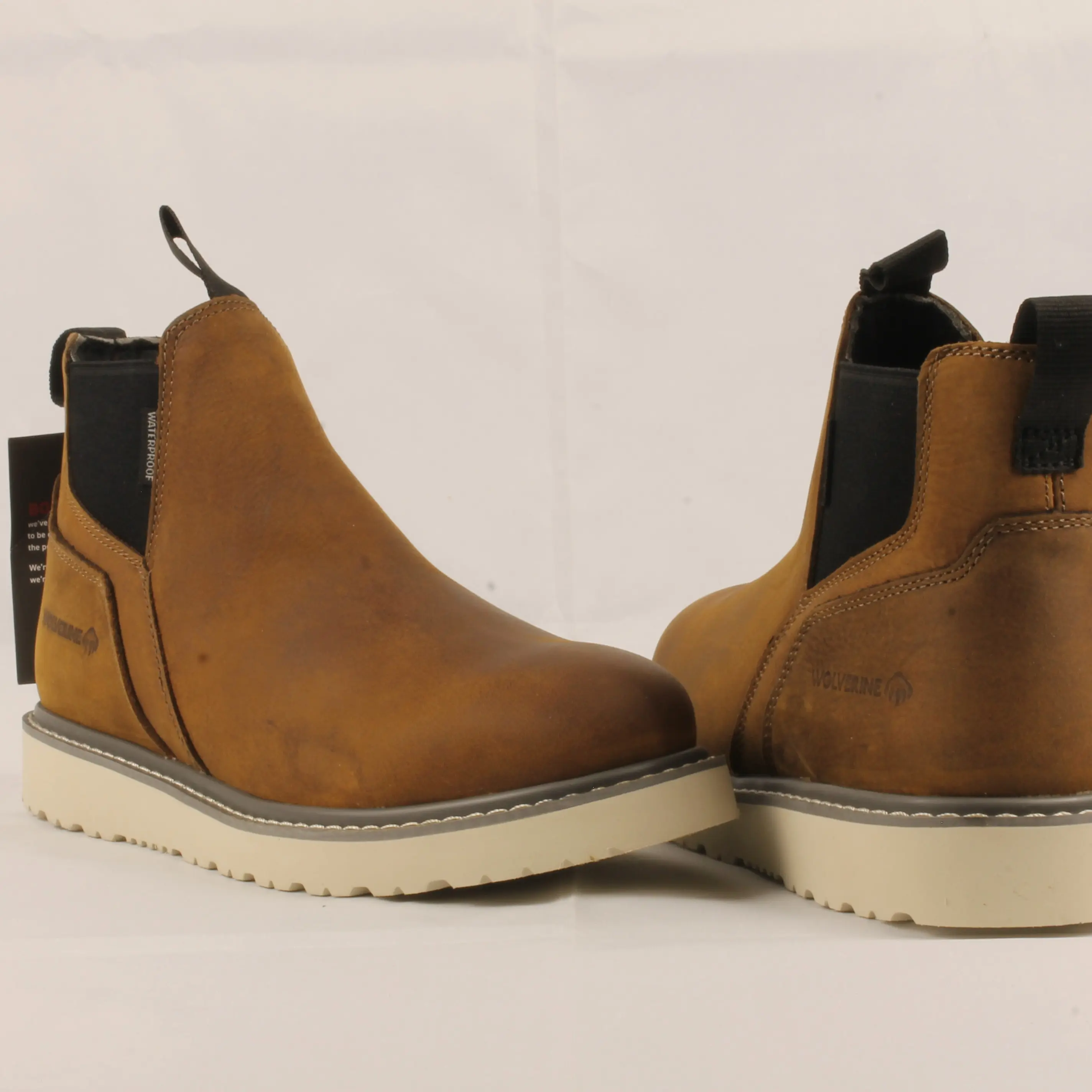 Wolverine Men's Trade Romeo Slip-On Work Boots, Waterproof Leather Wedge Sole for All-Day Support on Job Sites