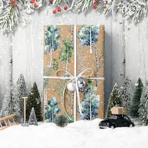 RUSPEPA Christmas Scented Wrapping Paper Mini Roll 17x16.4ft Christmas Tree Design Fragrance for Holiday Party Decor Gifts Gift Idea