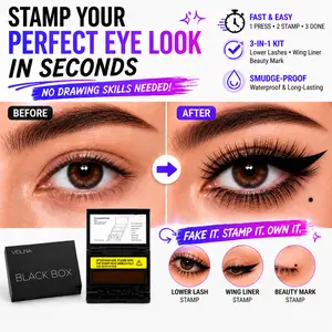 VEILNA 3-in-1 Eye Makeup Stamp Kit | Lower Lashes, Eyeliner & Beauty Mark Stamp | Waterproof Smudge-Proof Perfect Eyes Tool