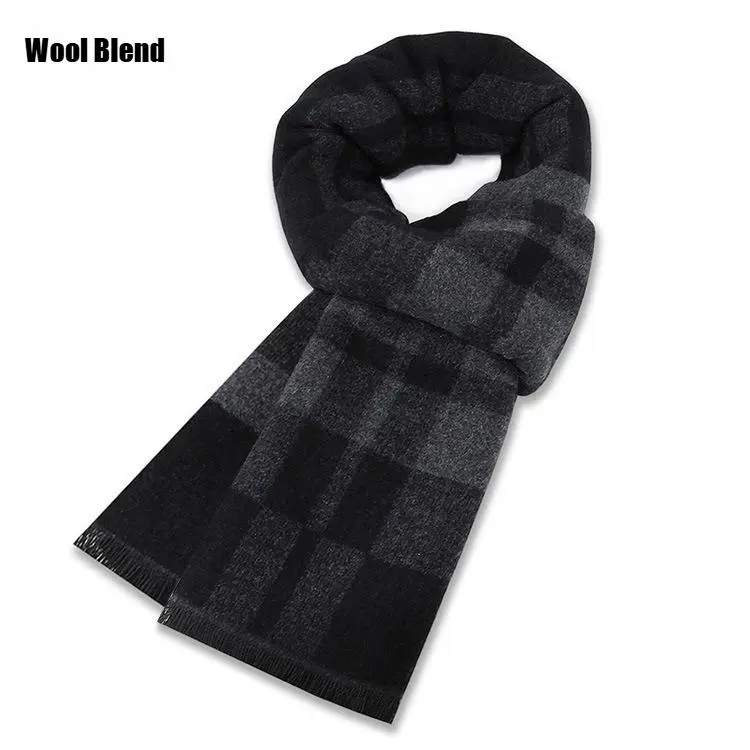 Unisex Plaid Wool Blend Neck Scarf, 32x180cm Warmth-Lock Winter Accessory, Chic Cold-Weather Neckwear for Men & Women