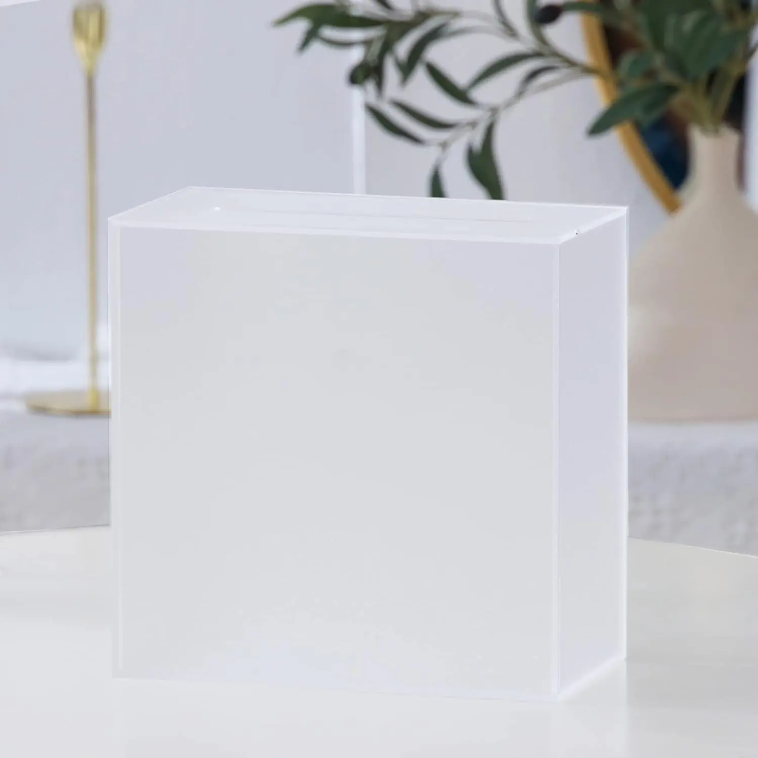 Frosted  Wedding Card Box with Slot, Thick DIY Large 10x10x5.5 inch w/No Print, Wedding Receptions Wishing Well  Box, Birthday, Memory Box, Suggestion Boxes,  Ballot Box