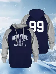 Mens City Classic Baseball Embroidery Animal Soft Thick Long Sleeve Casual Fashion Sweatshirt Hoodie