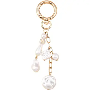 BloomWish S Gold Beach Keychain Cute Starfish Pearl Seashell Keychain Bag Charms Purse Charm Summer Travel Gifts for Women