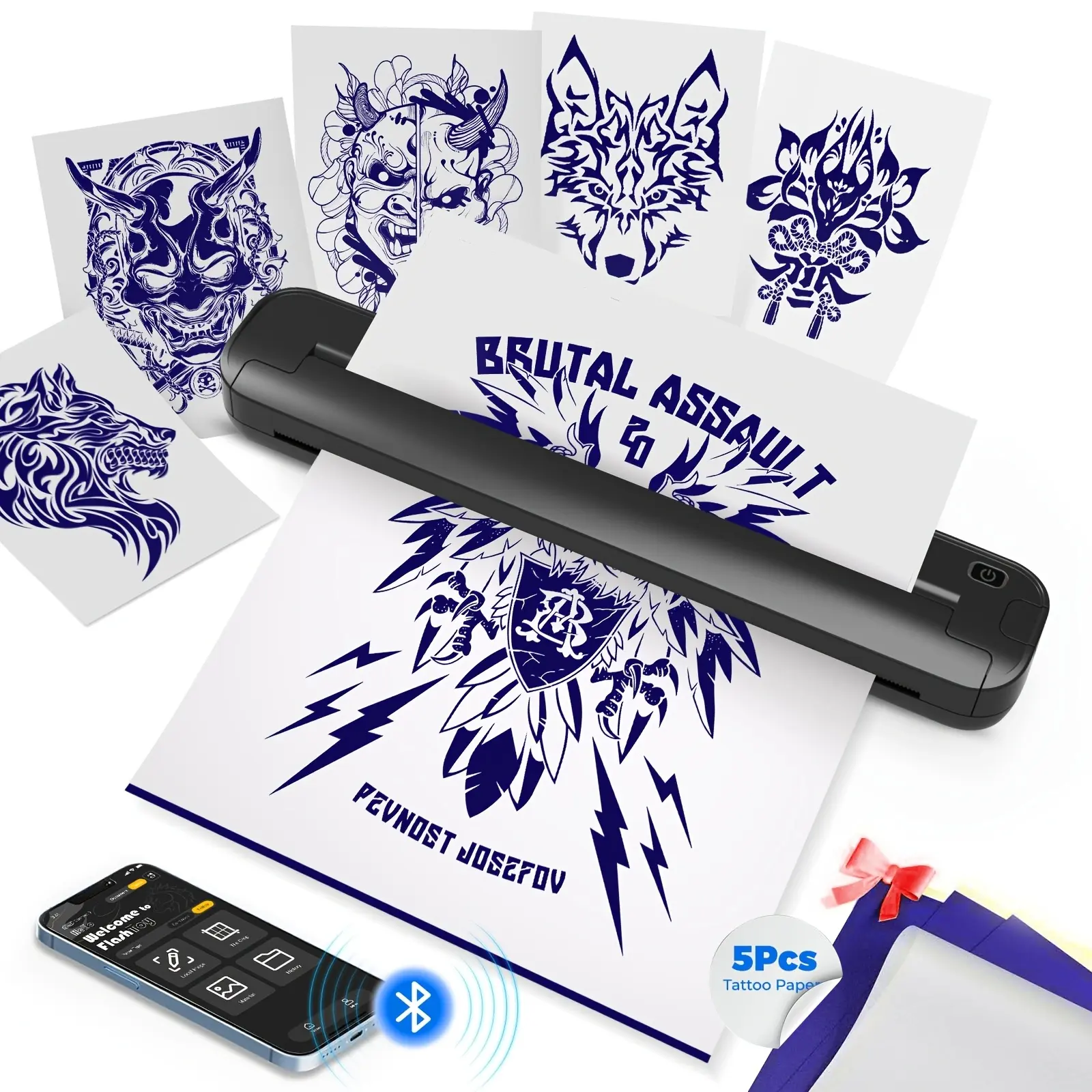 Tattoo Stencil Printer,Tattoo Printer Machine for Tattoo Artists&Beginners,Portable Wireless Bluetooth Tattoo Printer Compatible with Phone&PC,Portable Printers Wireless for Travel