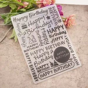 1pc Embossing Folder For Card Making, 5"x7" Happy Birthday Pattern Plastic Embossing Folder Machine Template Stencil For Scrapbook Paper Photo Album Craft DIY Decoration