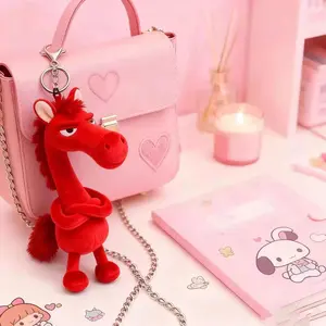 New Year Lucky Horse Mascot High End Black Plush Toy Bag Charm Bag Accessory Gift For Women Men Bag Accessory Gift Plush Toy Stuffed Animal