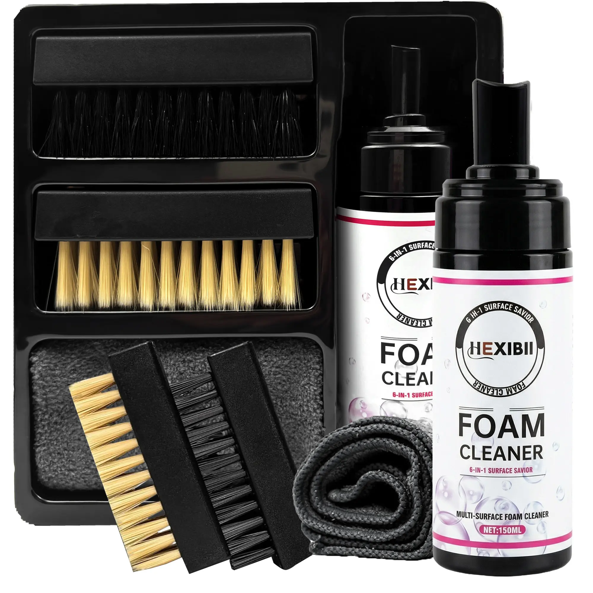 Multi-purpose foam cleaner, sneaker cleaning kit, car foam cleaner, cleaning set,Powerful Multi-Purpose Foam Cleaner, 5.3 oz sneaker cleaner (including 2 brushes and 1 microfiber towel), leather shoes, suede, boots