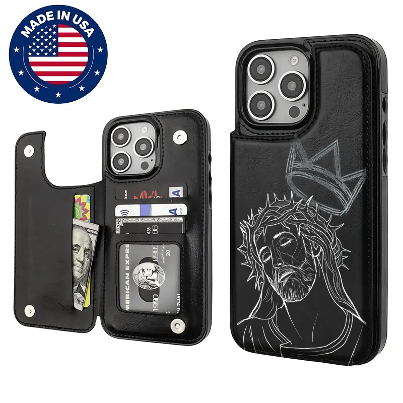 (Deals For You) Jesus Loves You Alternative Mechs Aesthetic Customized Cellphone Case - TPU-PU Leather Card Holder Accessory, Drop-Protective, Shockproof, Anti-Scratch, Vintage Fashion Cover for iPhone 12-16 Plus Pro Max, iPhone 15, Accessories