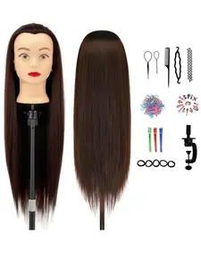 28 Inch Mannequin Head with Hair, Professional Hairdresser Dummy Head for Hairstyling & Makeup, Durable Plastic Material, Mannequin Head Stand