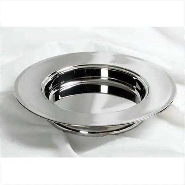 212 MAIN 1-Piece Curved Rim Silvertone Stacking Bread Plate, Stainless Steel Tableware for Communion & Gift Giving, Easy-Stacking Steel Construction Office Supplies, One-Piece