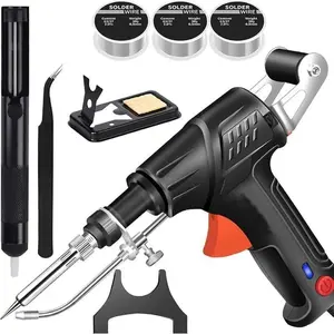 Soldering Iron Kit, 80W 110V LCD Digital Solder Iron Pen with Ceramic Heater, Portable Welding Tools with 5pcs Tips, Stand, Solders Wire, Sponge, Paste, for Metal,Electric Repairs, DIY