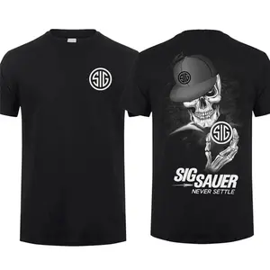 Sig Sauer Skull Sig Sauer Never Settle T-shirt Gift For Sig Sauer Fan Unisex Short Sleeve Casual 100% Cotton Medium