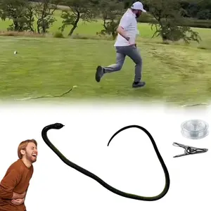 Realistic Rubber Snake Prank Toy for Halloween Party, Includes Rope Clip Transparent Line, Fun April Fools Day Joke Gift (85cm)