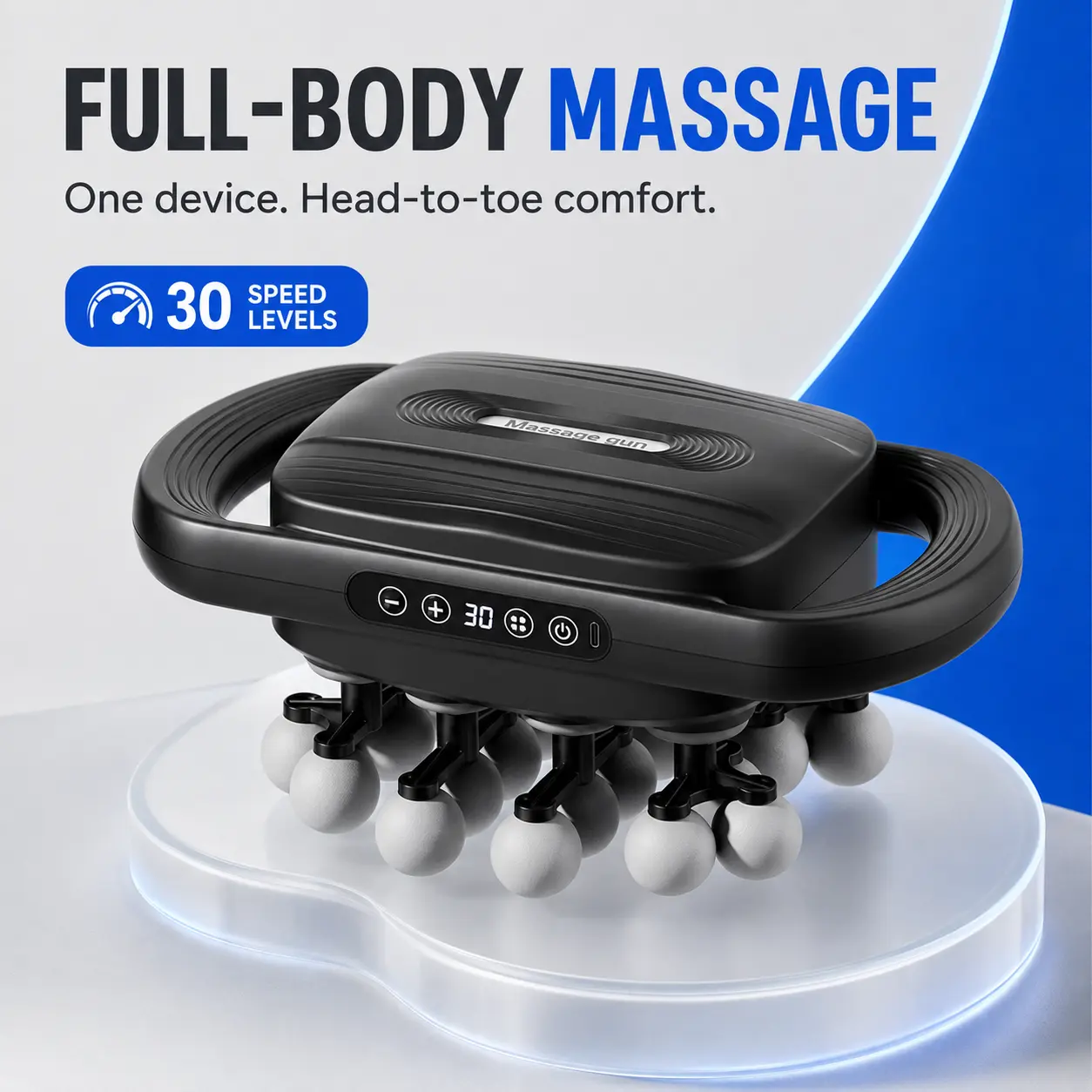 Deep Tissue Percussion Massage Gun with 24 Heads for Muscle Pain Relief & Deep Recovery, Quiet Handheld Massager with 30 Adjustable Speeds for Multiple Areas, Head Massager, Adjust Settings, Built-In Lithium, Muscle Groups
