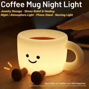 Adorable Silicone Night Light, Pat Light, Bedside Lamp, Nursing Lamp, 3-Level Brightness, 7-Color Atmosphere Light, Jewelry Storage Light, Silicone, Phone Stand, Bedroom Decor, Stress Relief Toy, Easter Decor