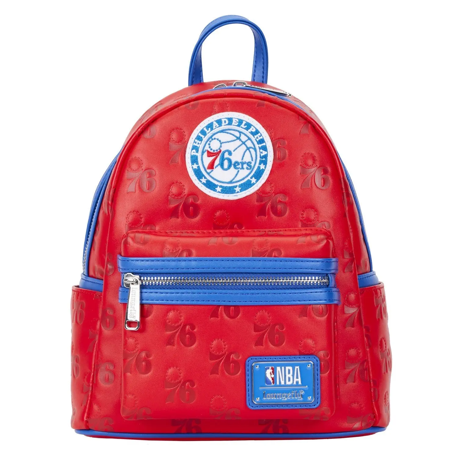 Loungefly NBA Philly 76ers Debossed Logo Mini Backpack, Casual Artificial Leather Bag for Fans with Adjustable Straps, Casual Backpack, Artificial Leather Backpacks