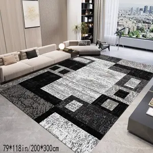 Nordic Modern Velvet Area Rug, Geometric Pattern Rug, Waterproof Non-Slip Soft Comfortable Mat, Easy Clean, Durable Carpet for Home Decor
