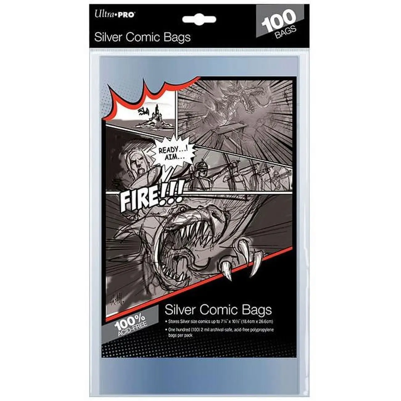 Comic Book Storage Sleeves - 7.25"x10.5" Silver Polypropylene Acid-Free Archival-Safe Bags for Comics Storage, Silver Age Home Organization, 100 per Pack