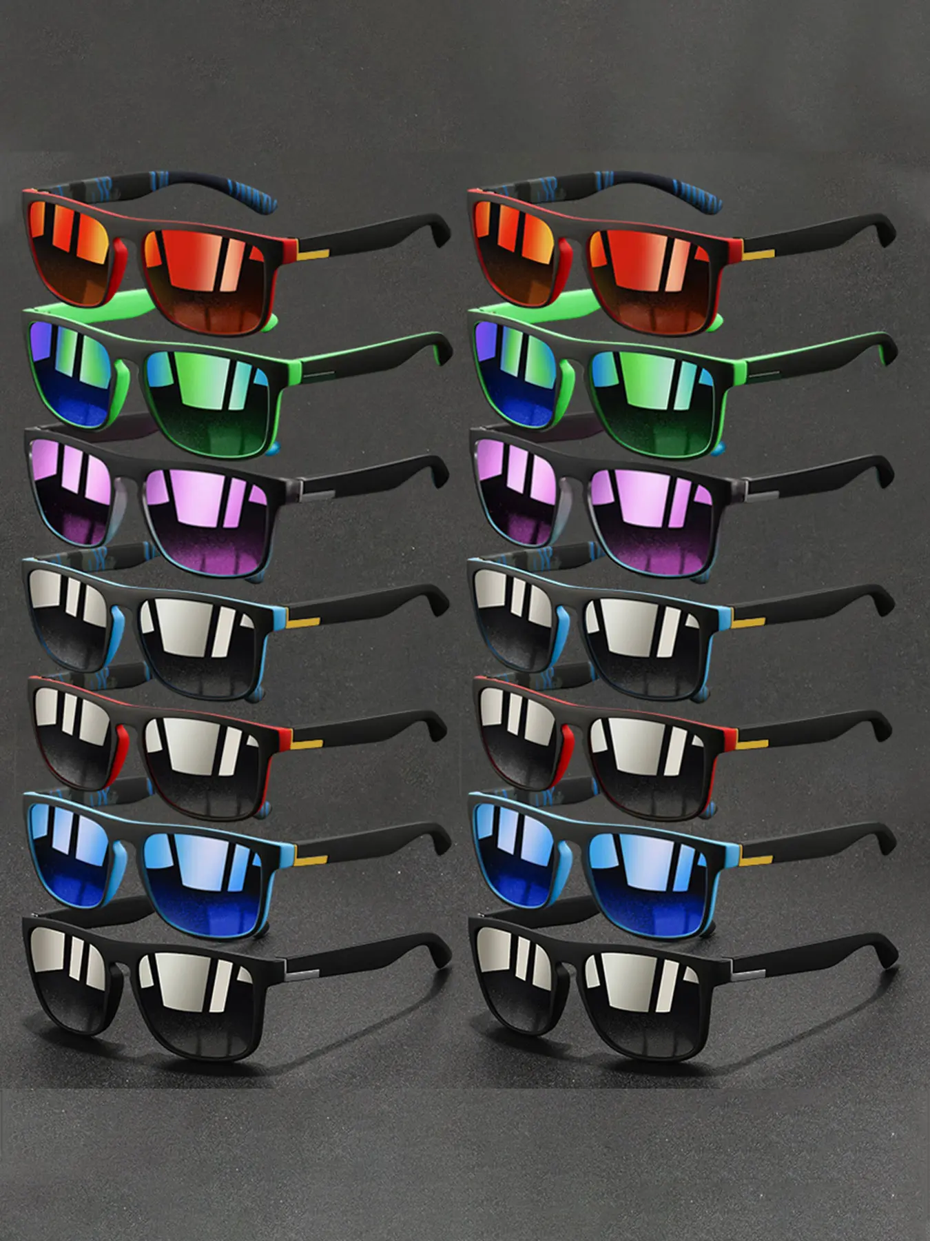 14 Pairs Classic Design Sporty Sunglasses with Mirrored Lens, UV Protection, Sports Cycling Sunglasses with Anti-Slip Temples, Summer Sports Sunglasses, Available in Multiple Colors, Cycling Shades