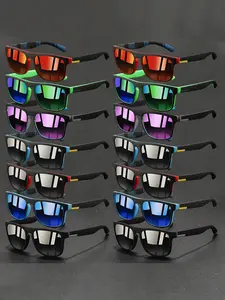 14pairs of the latest clashing color sports cycling sunglasses, UV protection, suitable for outdoor activities, available in multiple colors, classic design, equipped with anti-slip temples, featuring a classic color-matched frame combination