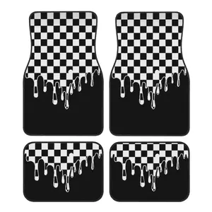 4 Checkerboard Pattern Car Floor Mats, Easy to Clean, Front And Rear Seat Floor Protection Mats, Unisex Car Additions, Universal Fit-Fitting Auto Parts for Jeep, for BMW, for Tesla And Other Models