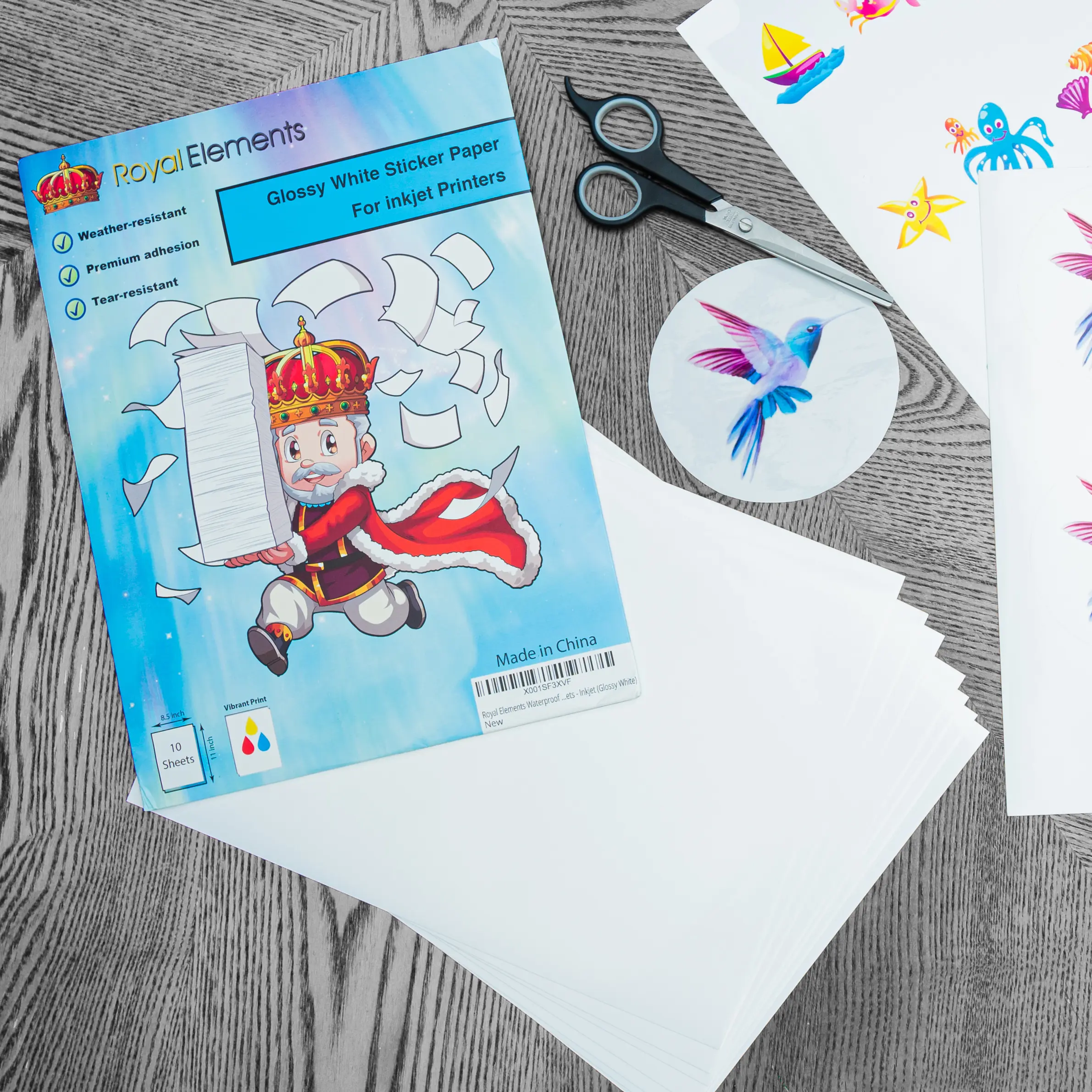 Royal Elements Printable Vinyl Sticker Paper for Inkjet Printers - 20 Sheets