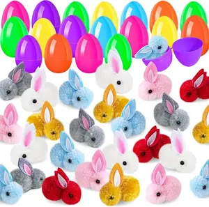 30 Pack Easter Eggs Fillers with Easter Bunny Plush,Easter Basket Stuffers Mini Colorful Bunny,Mini Stuffed Animal for Kids Toddler Teens Boys Girls