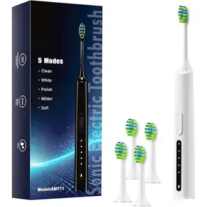 Sonic Electric Toothbrush for Adults and Kids, 40000VPM Power Rechargeable Toothbrushes, 5 Modes, with 4 Brush Heads, 2 Minutes Built in Smart Timer,One Charge for 60 Days (Black)