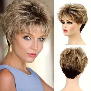 Wholesale 2025 NEW Blonde Pixie Cut Wig - Woven Wigs for Women with Layered Synthetic Hair for Cosplay and Daily Wear - Short Style with Natural Looking Hairline