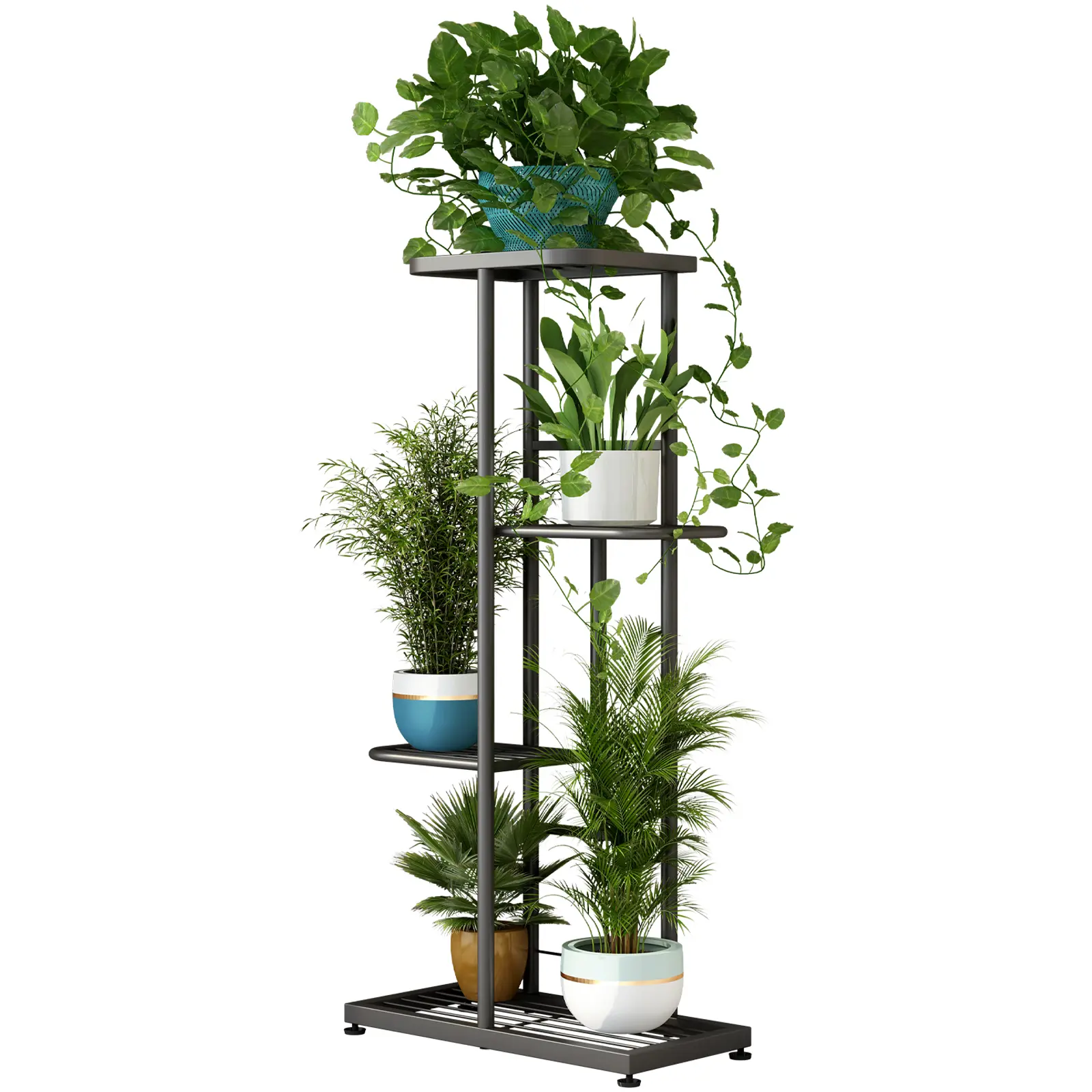 Linzinar Plant Stand Metal 4 Tier 5 Potted Multiple Flower Pot Holder Shelf Indoor Outdoor Planter Display Shelving Unit for Patio Garden Corner Balcony Living Room Deals For You Days