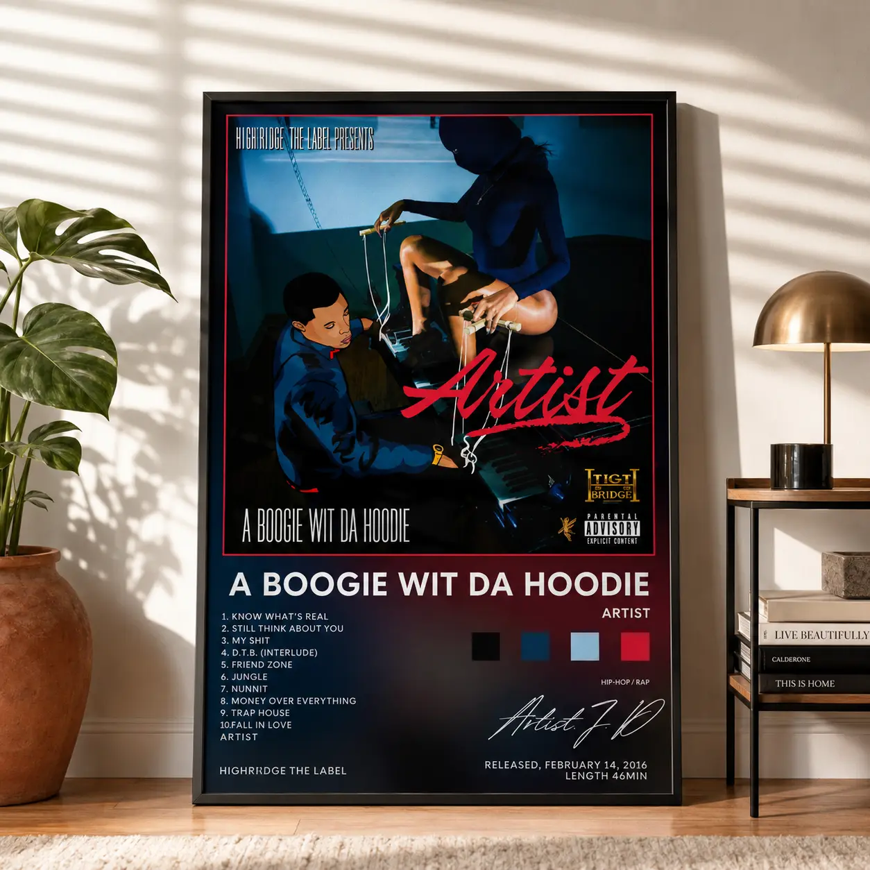 A Boogie Wit Da Hoodie Wall Art Poster |   "Artist" Rap Canvas – Gift for Bedroom, Dorm & Music Lovers