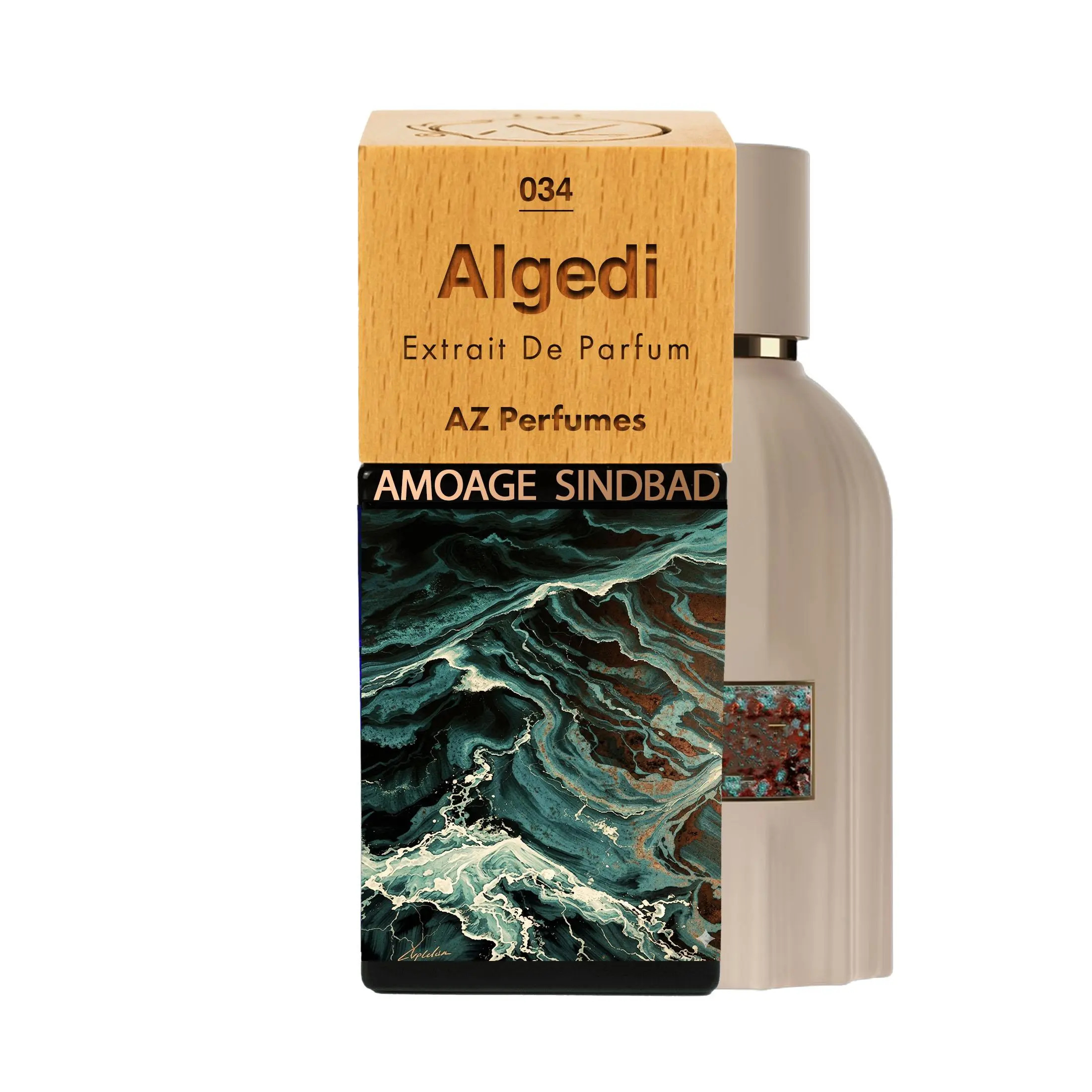 Algedi N°34 | Unisex | Az | Extrait De Parfum | Honey, Apricot, Pomegranate, Cardamom, Tangerine, Ginger, Mango, Pink Pepper, Grapefruit,Cappuccino, Black Tea and Davana, Cedarwood, Cypriol, Vetiver, Tonka Bean, Patchouli, Vanilla, Labdanum.