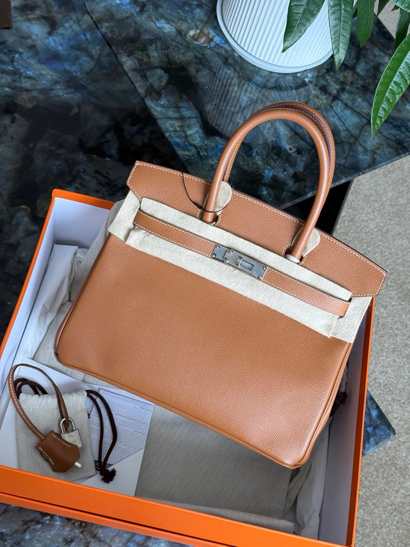 Pre-owned HERMÈS Birkin 30 Gold Brown Epsom Leather Silver Hardware Z Stamp 2604798