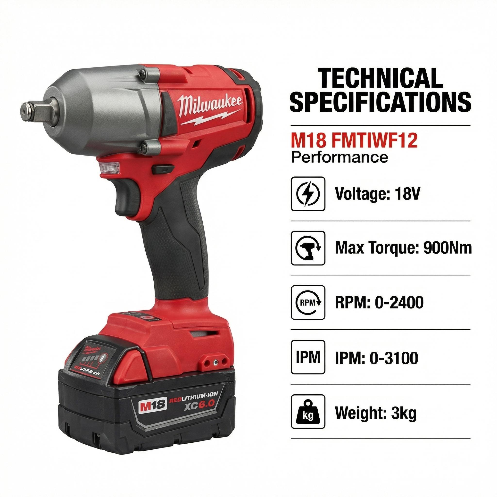 Milwaukee FMTIWF12 18V Impact Wrench for Heavy Duty Use Milwaukee FMTIWF12 18V Impact Wrench for Heavy Duty Use