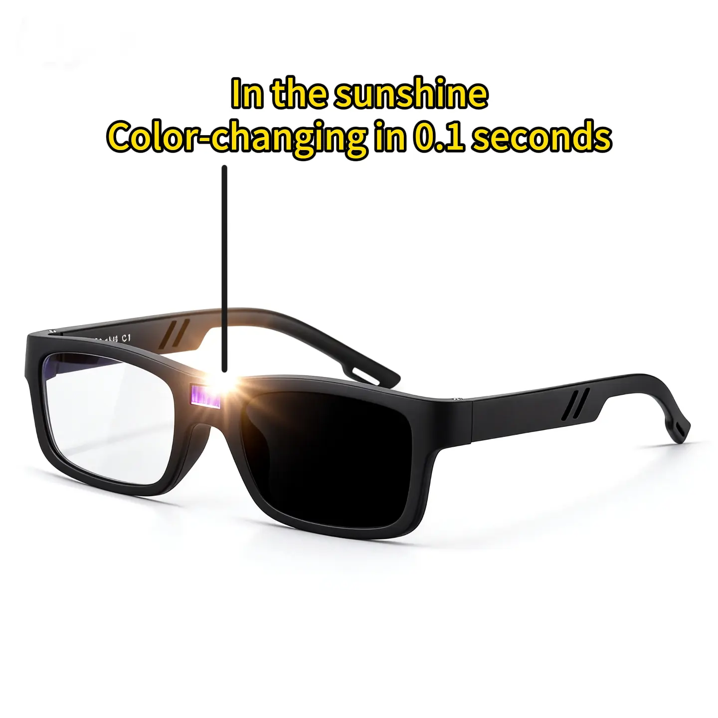 Paleshy 0.1s Auto-Tinting Polarized Photochromic Sports Glasses for Men, UV400 Protection, Glare Reduction, Lightweight All-Weather Eyewear for Driving, Cycling, Polarized Sunglasses, Plastic